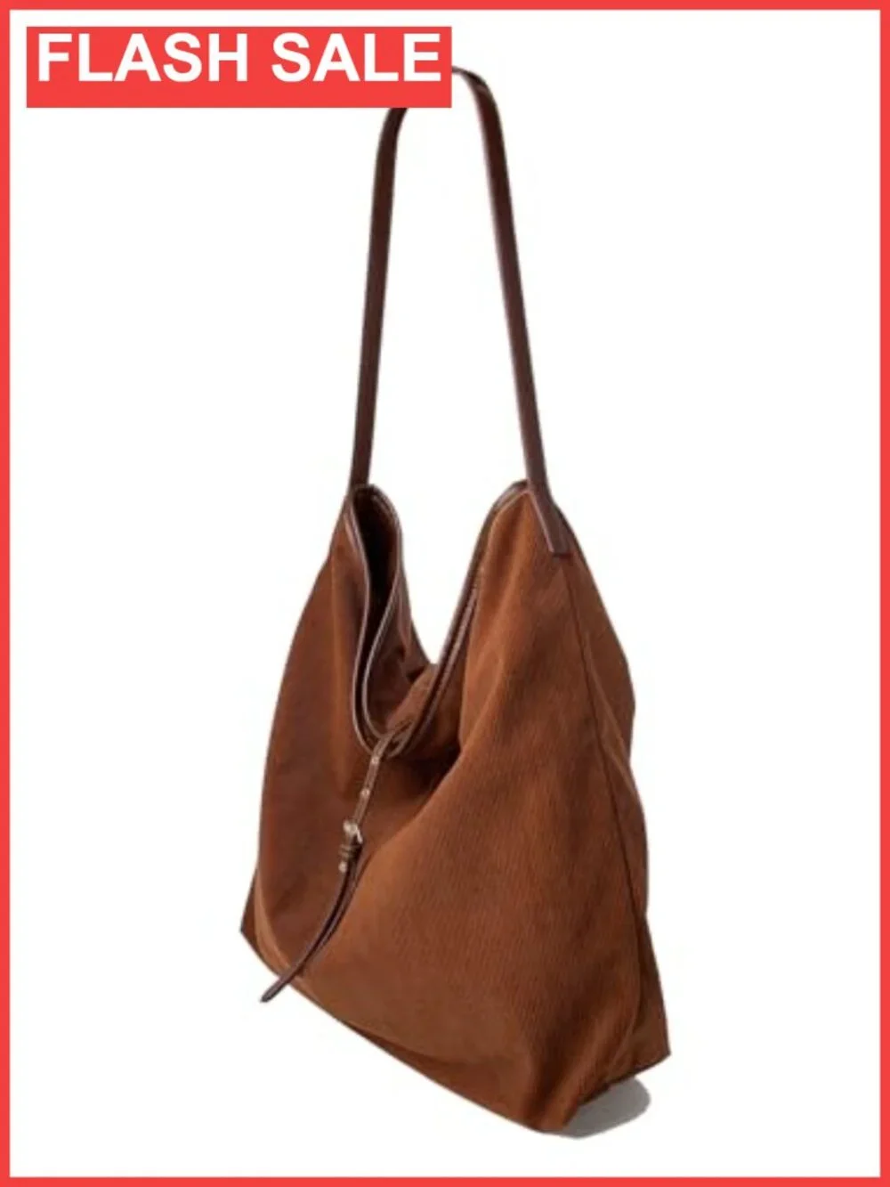 Slouchy Corduroy Vegan Leather Hobo Shoulder Bag Large Tote Purse